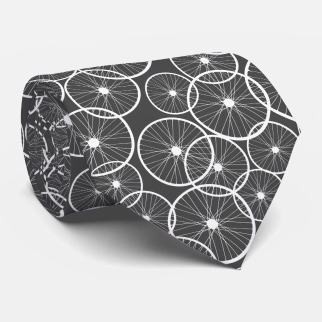 Trendy Grey Cyclist Triathlete Biker Bike Wheels Tie (Rolled)