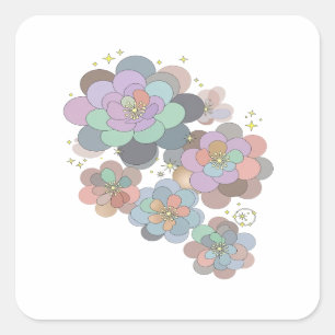Trendy Grey FLOWERS AND STARS Craft Sticker