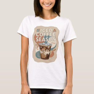 Trendy Grey ICED COFFEE SEASON Statement Design T-Shirt