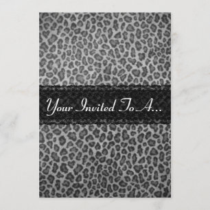 Trendy Grey Leopard Print Bachelorette Party Invitation