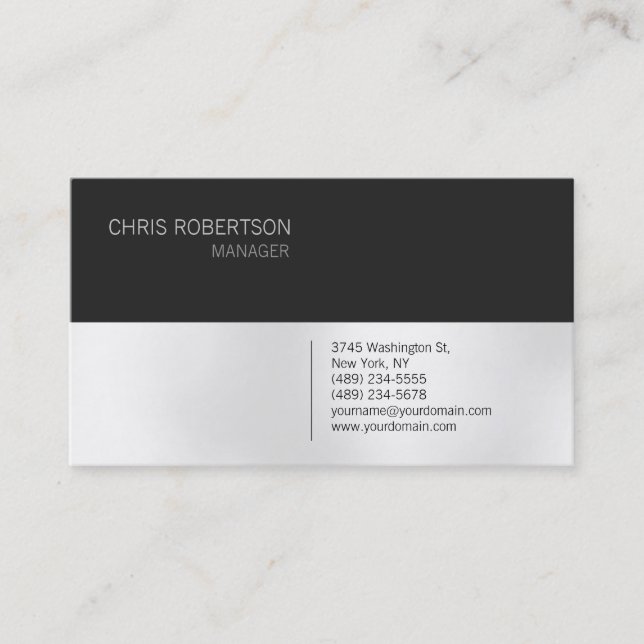 Trendy Grey Light White Business Card (Front)