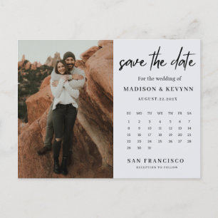 Trendy Grey Modern And Minimalist Wedding  Announcement Postcard