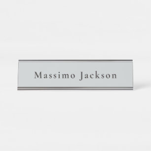 Trendy Grey Modern Design Unique Personal Desk Name Plate