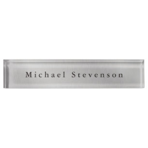 Trendy Grey Modern Design Unique Personal Nameplate