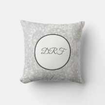 Trendy Grey Painted Flowers with Monogram