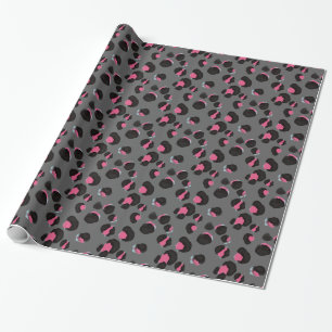Trendy Grey pink leopard print animal jungle  Wrapping Paper
