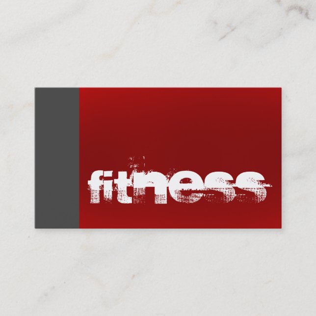 Trendy Grey Red Fitness Sport Business Card (Front)