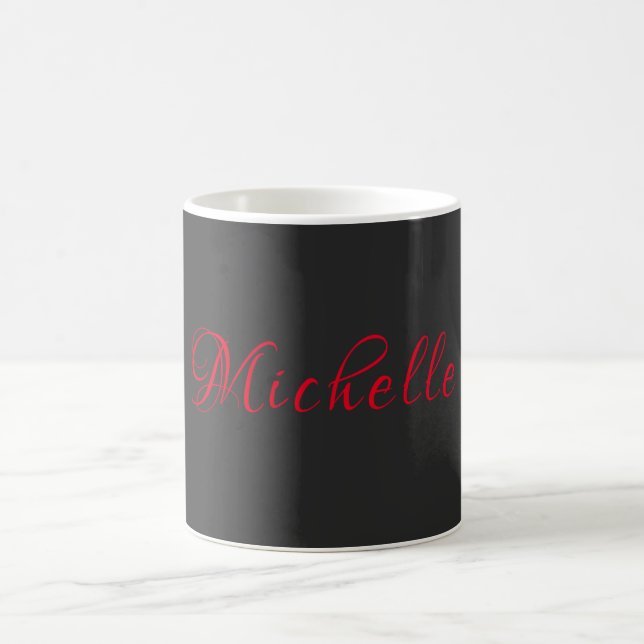 Trendy Grey Red Plain Creative Modern Minimalist Coffee Mug (Center)