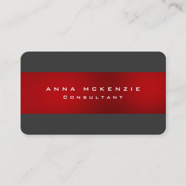 Trendy Grey Red Unique Trendy Creative Business Card (Front)