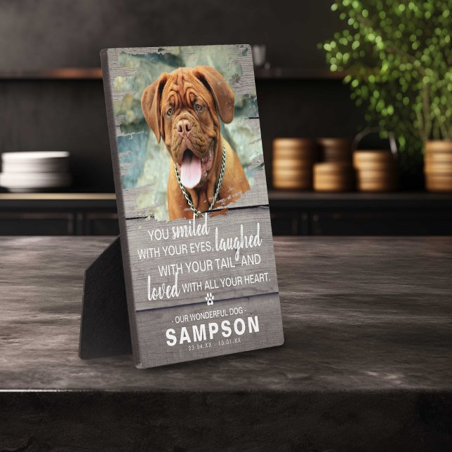Trendy Grey Rustic Pet Memorial | Photo Keepsake Plaque (Creator Uploaded)