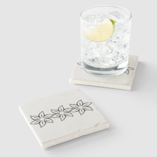 Trendy Grey Silver Modern Stylised Pattern Stone Coaster
