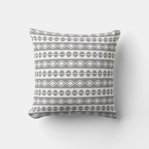 Trendy Grey White Geometric Pattern Modern Vintage Cushion