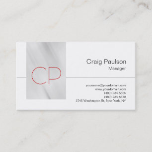 Trendy Grey White Modern Monogram Business Card