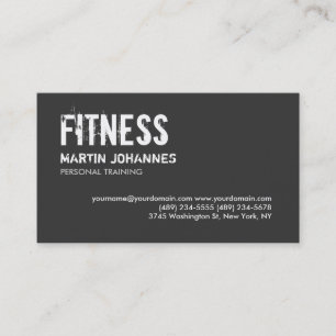 Trendy Grey White Personal Trainer Business Card