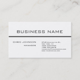 Trendy Grey White Plain Clean Business Card