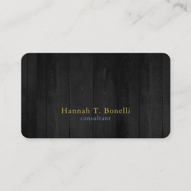 Trendy Grey Wood Gold Blue Plain Creative Modern Business Card (Front)