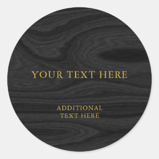 Trendy Grey Wood Gold Design Plain Professional Classic Round Sticker