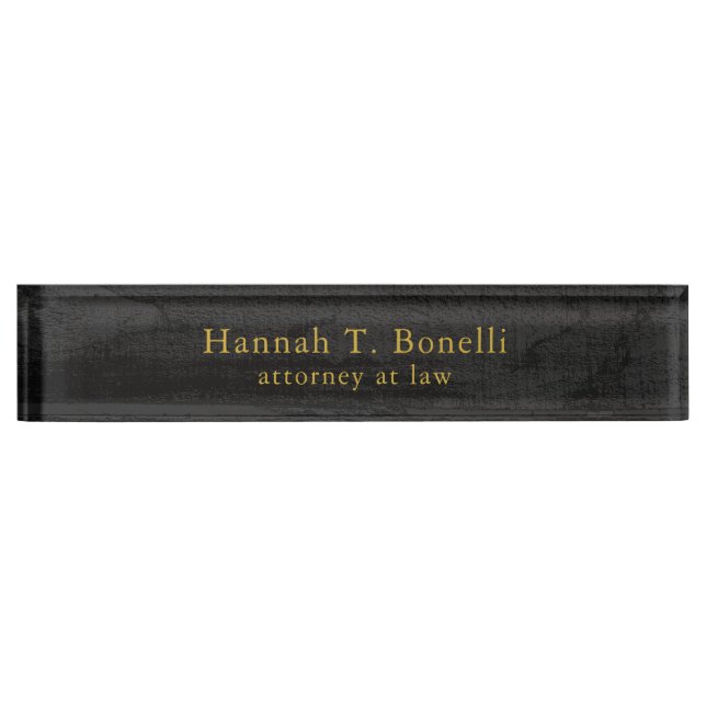 Trendy Grey Wood Gold Design Plain Professional Nameplate (Front)