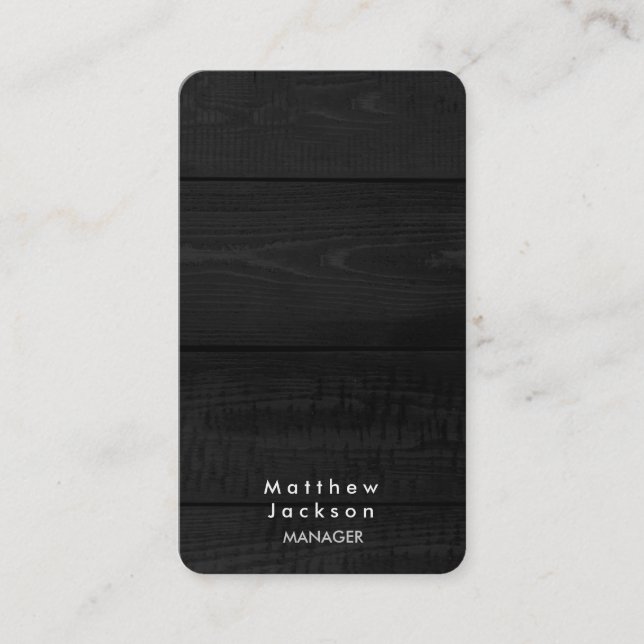 Trendy Grey Wood Modern Plain Professional Manager Business Card (Front)