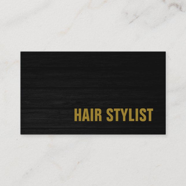 Trendy Grey Wood Professional Modern Hair Stylist Business Card (Front)