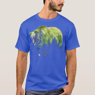 Trendy Grizzly Bear Forest Silhouette  T-Shirt