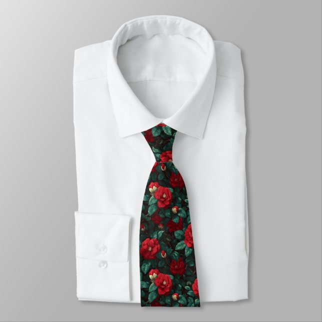 Trendy Groomsman Gift Gardenias Flower Tie (Tied)