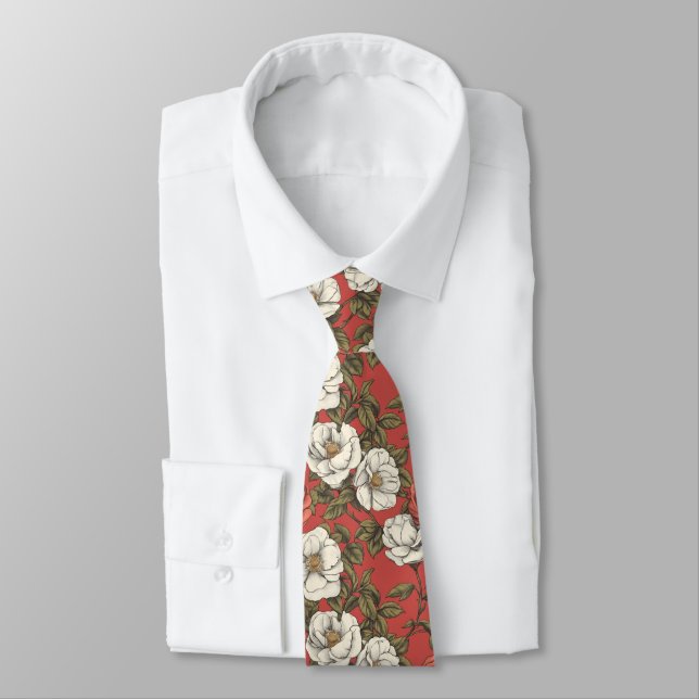 Trendy Groomsmen Gift Rose Tie (Tied)