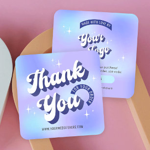 Trendy Groovy Holographic Business Thank You Card