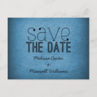 Trendy Grunge Save the Date Postcard, Blue