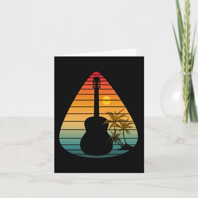 TRENDY GUITAR PICK SUNSET  INVITATION (Front)