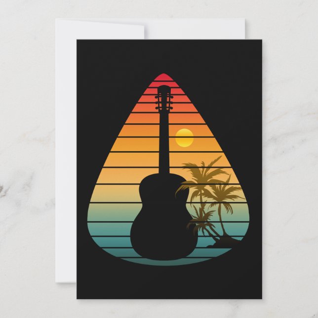 TRENDY GUITAR PICK SUNSET  INVITATION (Front)