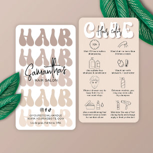 Trendy Hair Colour Aftercare Retro Beige Salon Business Card