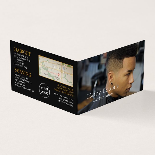 Trendy Hair Cut, Men's Barbers, Loyalty Card, Business Card (Outside)