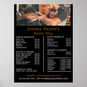 Trendy Hair Cut, Men's Barbers Price List Poster