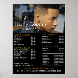 Trendy Hair Cut, Men's Barbers Price List Poster