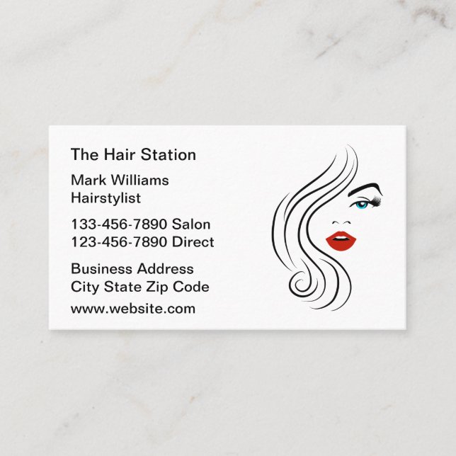 Trendy Hair Salon And Hairstylist Business Card (Front)