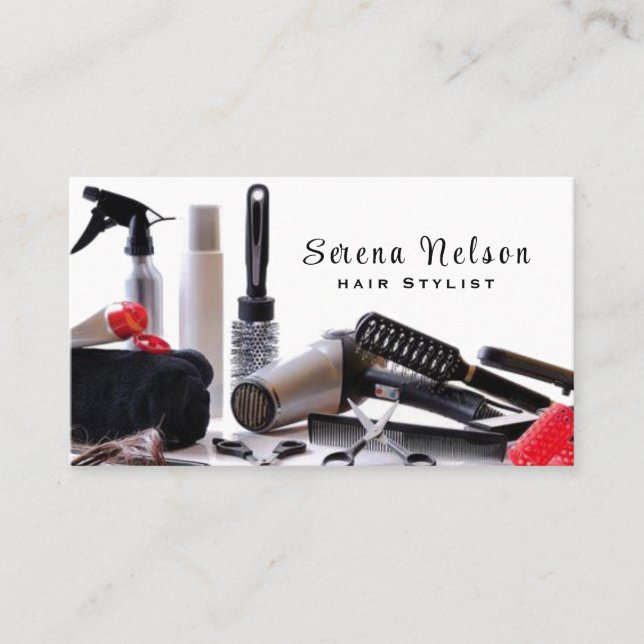 Trendy Hair stylist Salon Tools Beauty Business Card (Front)