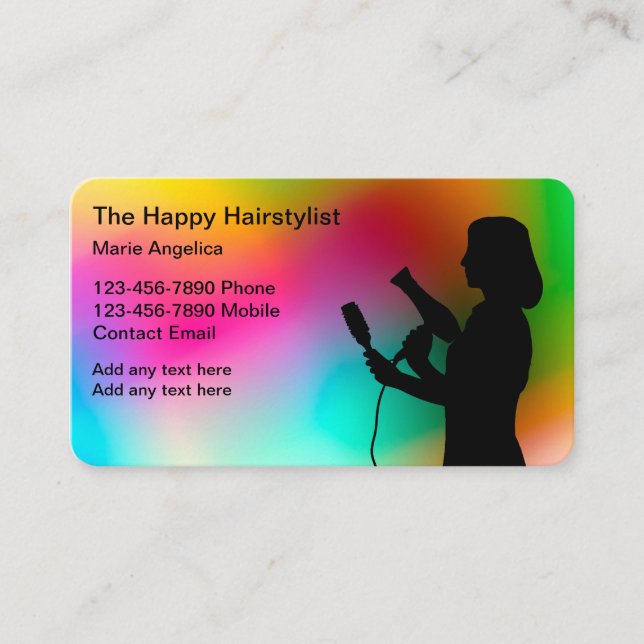 Trendy Hairstylist Business Cards Design (Front)