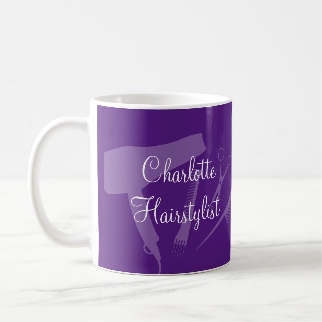 Trendy Hairstylist Monogram Coffee Mugs Design (Left)