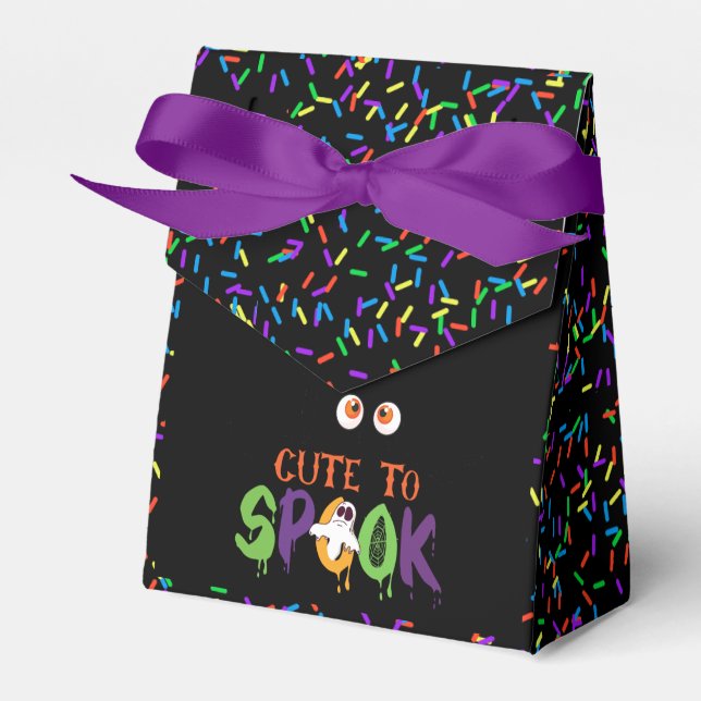 Trendy Halloween Black "Too Cute To Spook" Favour Box (Front Side)