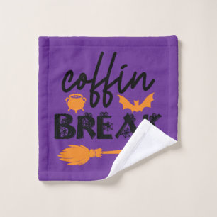 Trendy Halloween "Coffin Break" Quote Bath Towel