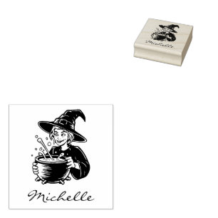 Trendy Halloween Halloween Witch With Cauldron Rubber Stamp
