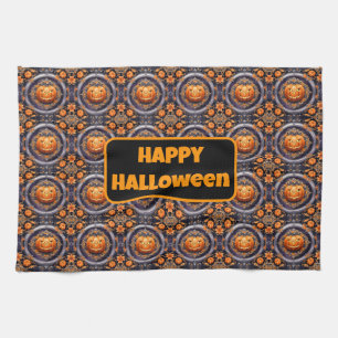 Trendy Halloween Pumpkin Autumn Collection Tea Towel