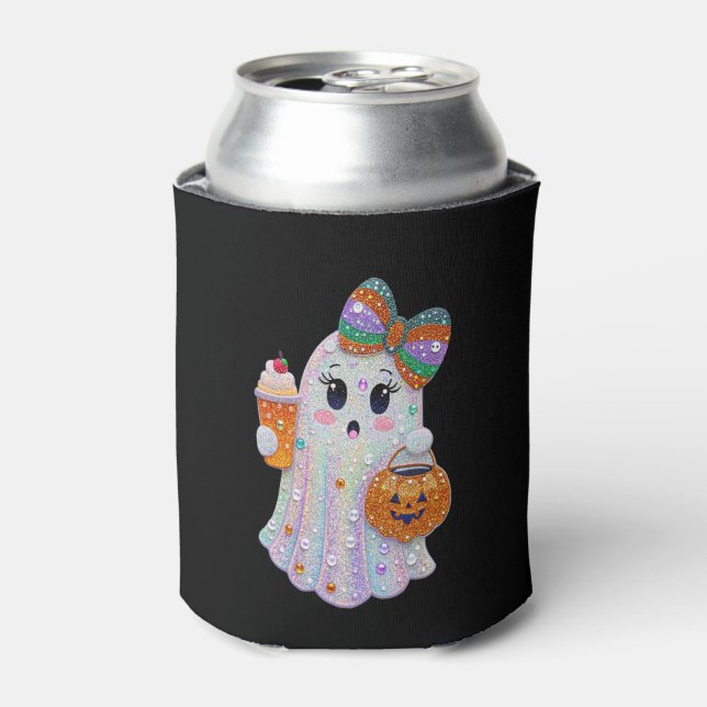 Trendy Halloween Rhinestones Ghost Can Cooler (Can Front)