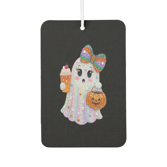 Trendy Halloween Rhinestones Ghost Car Air Freshener (Front)