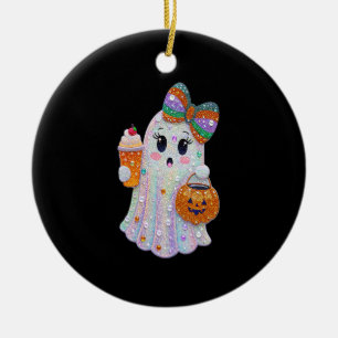 Trendy Halloween Rhinestones Ghost Ceramic Tree Decoration