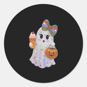Trendy Halloween Rhinestones Ghost Classic Round Sticker