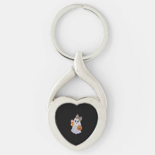 Trendy Halloween Rhinestones Ghost Key Ring