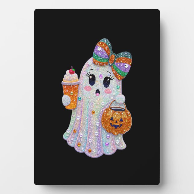 Trendy Halloween Rhinestones Ghost Plaque (Front)