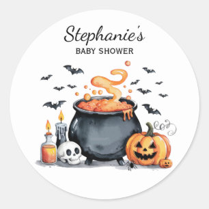 Trendy Halloween Spooky Baby Shower Classic Round Sticker